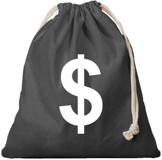 Bellatio Decorations Canvas geldzak met dollar teken zwart 25 x 30 cm verkleedaccessoires