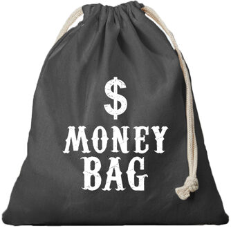 Bellatio Decorations Canvas geldzak Moneybag met dollar teken zwart 25 x 30 cm verkleedaccessoires - Verkleedtassen