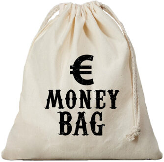 Bellatio Decorations Canvas geldzak Moneybag met euro teken wit 25 x 30 cm verkleedaccessoires - Verkleedtassen