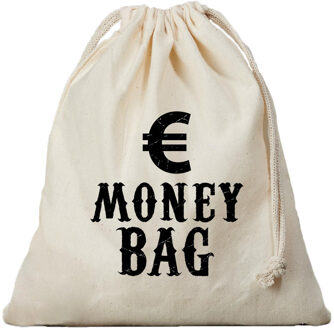 Bellatio Decorations Canvas geldzak Moneybag met euro teken wit 25 x 30 cm verkleedaccessoires