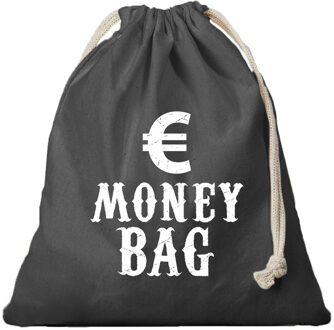 Bellatio Decorations Canvas geldzak Moneybag met euro teken zwart 25 x 30 cm verkleedaccessoires - Verkleedtassen