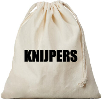 Bellatio Decorations Canvas knijperzak/ opbergzakje knijpers - offwhite - met koord - 25 x 30 cm