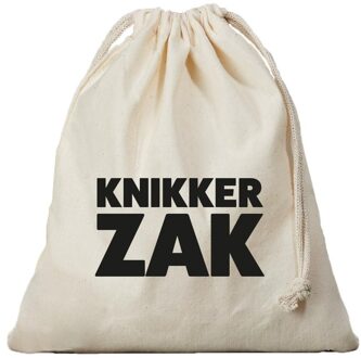 Bellatio Decorations Canvas knikkerzak / knikker opbergzakje - met koord - 25 x 30 cm Beige