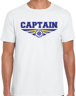 Bellatio Decorations Captain t-shirt wit heren - Beroepen shirt 2XL - Feestshirts