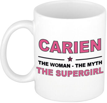 Bellatio Decorations Carien cadeau mok - Woman Myth Supergirl - naam koffiemok - 300 ml - collega - moederdag
