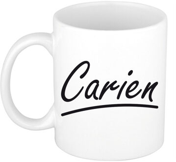 Bellatio Decorations Carien voornaam kado beker / mok sierlijke letters - gepersonaliseerde mok met naam - Naam mokken Multikleur