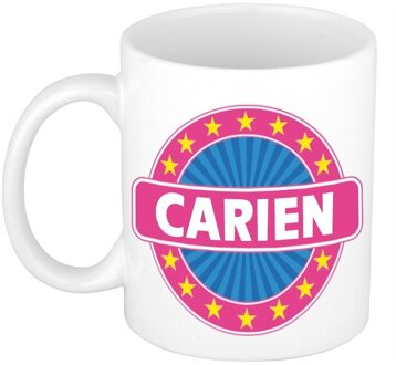 Bellatio Decorations Carien voornaam koffiemok - beker - wit/roze - 300 ml - Cadeau - Dames - Collega - Moederdag Multi