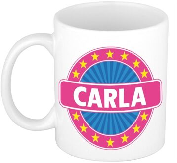Bellatio Decorations Carla voornaam koffiemok - beker - wit/roze - 300 ml - Cadeau - Dames - Collega - Moederdag