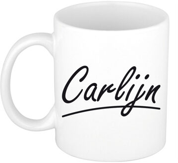 Bellatio Decorations Carlijn voornaam kado beker / mok sierlijke letters - gepersonaliseerde mok met naam - Naam mokken Multikleur