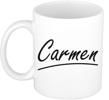 Bellatio Decorations Carmen voornaam kado beker / mok sierlijke letters - gepersonaliseerde mok met naam - Naam mokken Multikleur