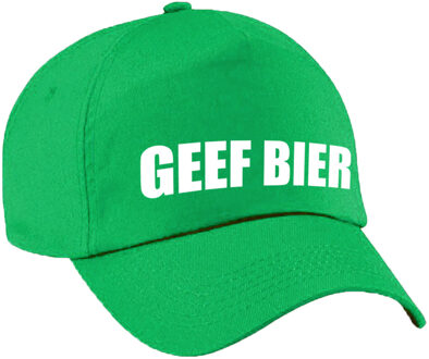 Bellatio Decorations Carnaval fun pet / cap geef bier groen voor dames en heren - Verkleedhoofddeksels