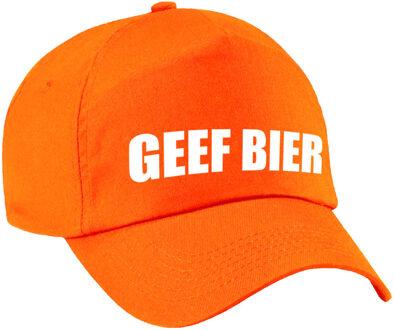 Bellatio Decorations Carnaval fun pet / cap geef bier oranje voor dames en heren - Verkleedhoofddeksels