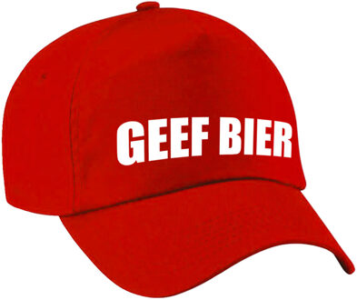 Bellatio Decorations Carnaval fun pet / cap geef bier rood voor dames en heren - Verkleedhoofddeksels