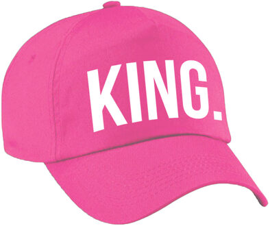 Bellatio Decorations Carnaval fun pet / cap king roze voor dames en heren - Verkleedhoofddeksels