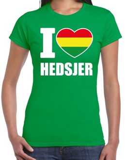 Bellatio Decorations Carnaval I love Hedsjer t-shirt groen voor dames 2XL