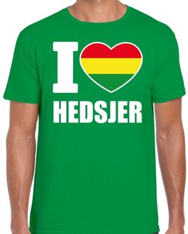 Bellatio Decorations Carnaval I love Hedsjer t-shirt groen voor heren L