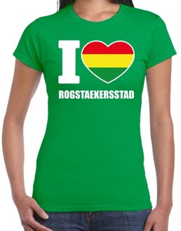 Bellatio Decorations Carnaval I love Rogstaekersstad t-shirt groen voor dames XS