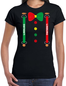 Bellatio Decorations Carnaval provincie Limburg bretels en strik verkleed shirt zwart voor dames 2XL