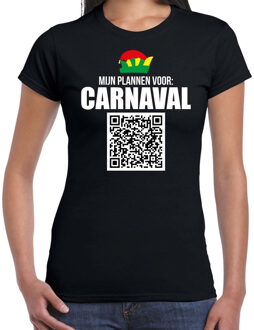 Bellatio Decorations Carnaval QR code plannen voor carnaval / Limburg feest t-shirt dames zwart - Carnaval shirts XS