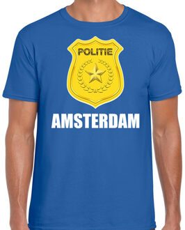 Bellatio Decorations Carnaval shirt / outfit Amsterdam politie embleem blauw voor heren 2XL - Feestshirts