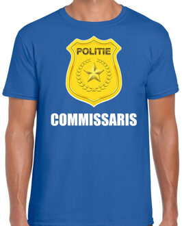 Bellatio Decorations Carnaval shirt / outfit politie embleem commissaris blauw voor heren 2XL - Feestshirts