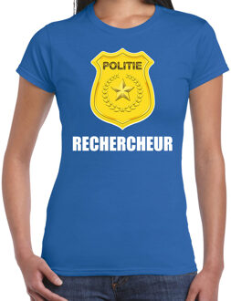 Bellatio Decorations Carnaval shirt / outfit politie embleem rechercheur blauw voor dames 2XL - Feestshirts