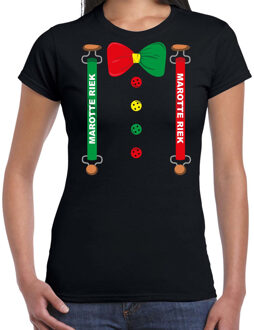 Bellatio Decorations Carnaval stad Marotte / Sittard bretels en strik verkleed shirt zwart voor dames L