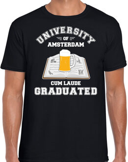 Bellatio Decorations Carnaval t-shirt zwart university of Amsterdam voor heren - Amsterdams geslaagd / afstudeer cadeau verkleed shirt 2XL