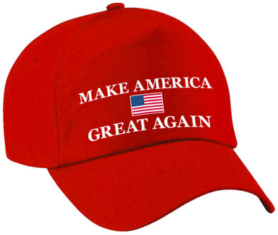 Bellatio Decorations Carnaval verkleed pet - Make America great again - Donald Trump - volwassenen Rood
