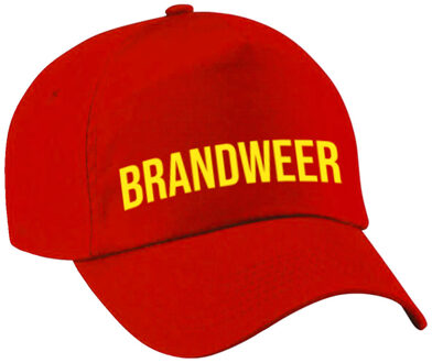 Bellatio Decorations Carnaval Verkleed pet - rood - Brandweer - zonneklep pet - thema/beroepenfeest
