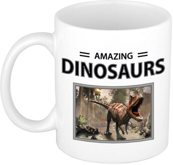 Bellatio Decorations Carnotaurus dinosaurus mok met dieren foto amazing dinosaurs Wit