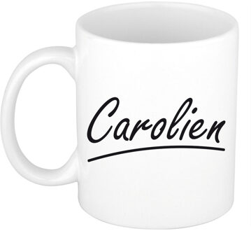 Bellatio Decorations Carolien voornaam kado beker / mok sierlijke letters - gepersonaliseerde mok met naam - Naam mokken Multikleur