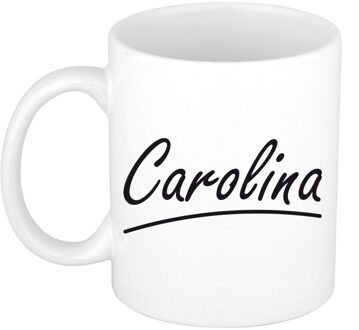 Bellatio Decorations Carolina voornaam kado beker / mok sierlijke letters - gepersonaliseerde mok met naam - Naam mokken Multikleur