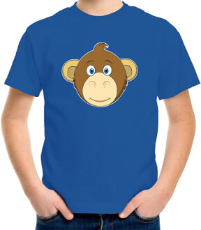 Bellatio Decorations Cartoon aap t-shirt blauw voor jongens en meisjes - Cartoon dieren t-shirts kinderen L (146-152)