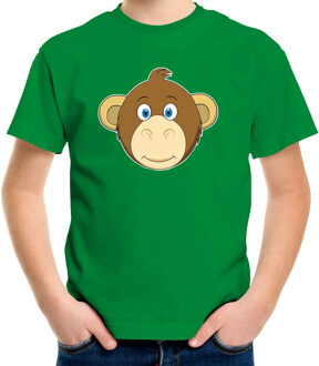 Bellatio Decorations Cartoon aap t-shirt groen voor jongens en meisjes - Cartoon dieren t-shirts kinderen L (146-152)