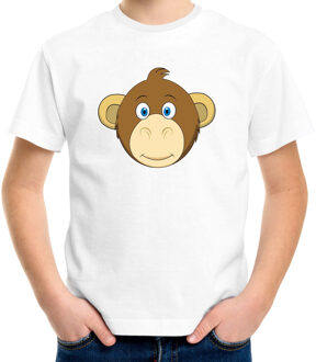 Bellatio Decorations Cartoon aap t-shirt wit voor jongens en meisjes - Cartoon dieren t-shirts kinderen L (146-152)