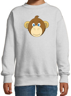 Bellatio Decorations Cartoon aap trui grijs voor jongens en meisjes - Cartoon dieren sweater kinderen 12-13 jaar (152/164)