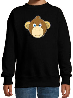 Bellatio Decorations Cartoon aap trui zwart voor jongens en meisjes - Cartoon dieren sweater kinderen 12-13 jaar (152/164)