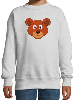 Bellatio Decorations Cartoon beer trui grijs voor jongens en meisjes - Cartoon dieren sweater kinderen 12-13 jaar (152/164)