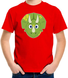 Bellatio Decorations Cartoon dino t-shirt rood voor jongens en meisjes - Cartoon dieren t-shirts kinderen L (146-152)