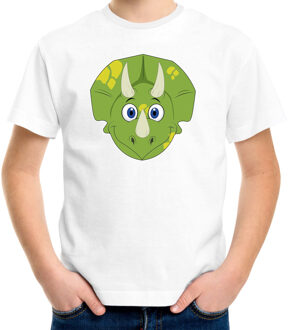 Bellatio Decorations Cartoon dino t-shirt wit voor jongens en meisjes - Cartoon dieren t-shirts kinderen M (134-140)