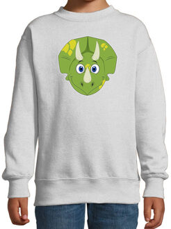 Bellatio Decorations Cartoon dino trui grijs voor jongens en meisjes - Cartoon dieren sweater kinderen 12-13 jaar (152/164)