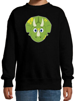 Bellatio Decorations Cartoon dino trui zwart voor jongens en meisjes - Cartoon dieren sweater kinderen 12-13 jaar (152/164)