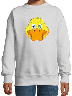 Bellatio Decorations Cartoon eend trui grijs voor jongens en meisjes - Cartoon dieren sweater kinderen 12-13 jaar (152/164)