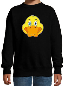 Bellatio Decorations Cartoon eend trui zwart voor jongens en meisjes - Cartoon dieren sweater kinderen 12-13 jaar (152/164)