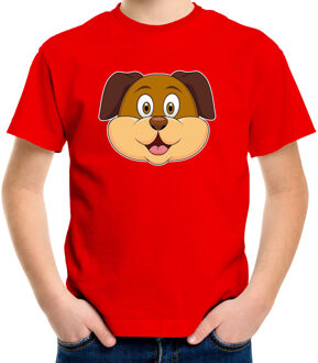 Bellatio Decorations Cartoon hond t-shirt rood voor jongens en meisjes - Cartoon dieren t-shirts kinderen L (146-152)