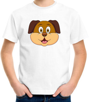 Bellatio Decorations Cartoon hond t-shirt wit voor jongens en meisjes - Cartoon dieren t-shirts kinderen L (146-152)