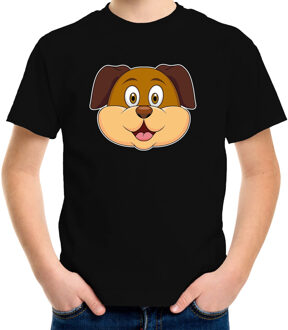 Bellatio Decorations Cartoon hond t-shirt zwart voor jongens en meisjes - Cartoon dieren t-shirts kinderen L (146-152)