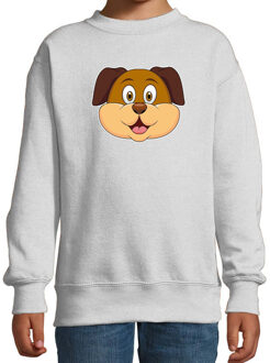 Bellatio Decorations Cartoon hond trui grijs voor jongens en meisjes - Cartoon dieren sweater kinderen 12-13 jaar (152/164)