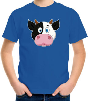 Bellatio Decorations Cartoon koe t-shirt blauw voor jongens en meisjes - Cartoon dieren t-shirts kinderen L (146-152)